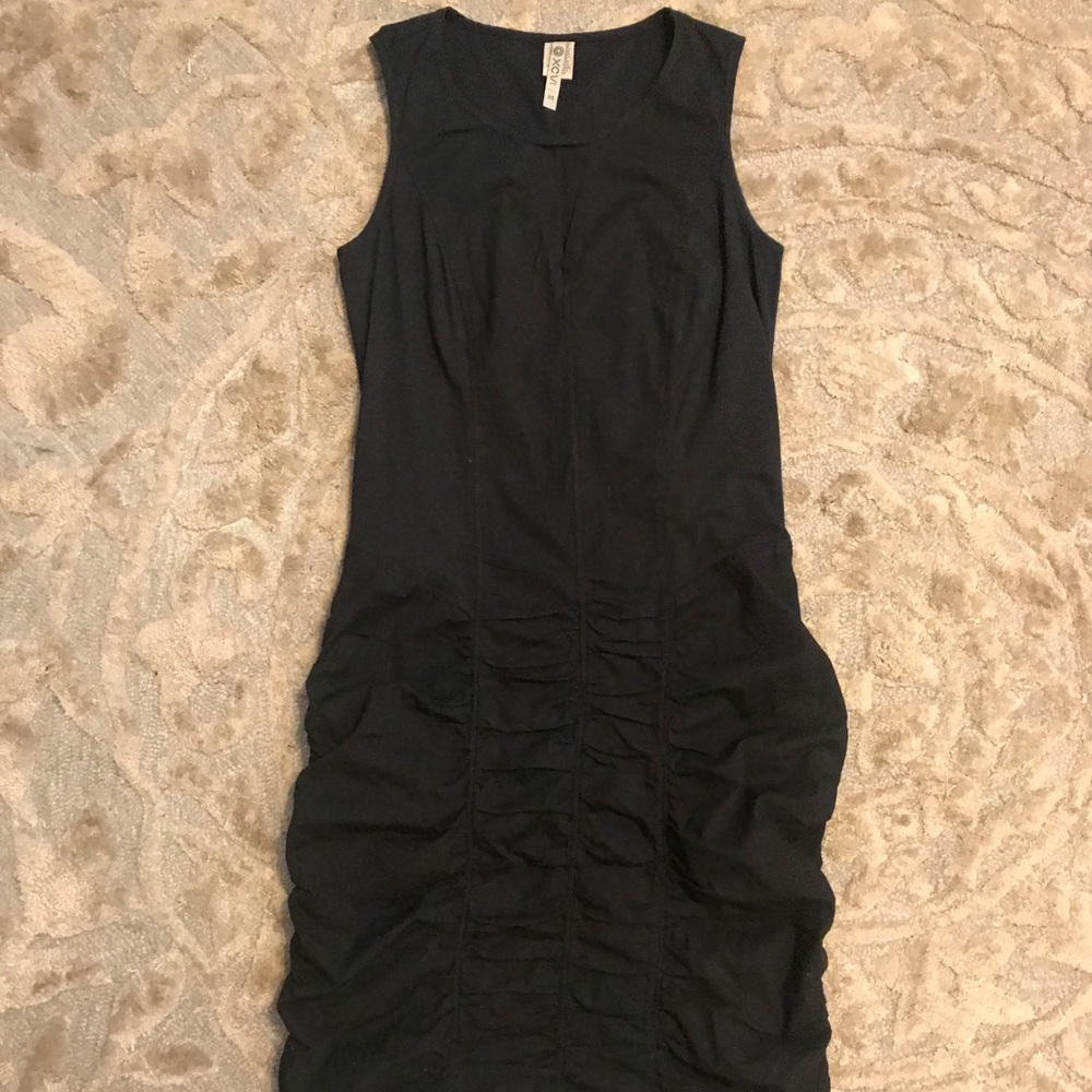 XCVI Sleeveless Ruched Black Fr Zipper Dress Small